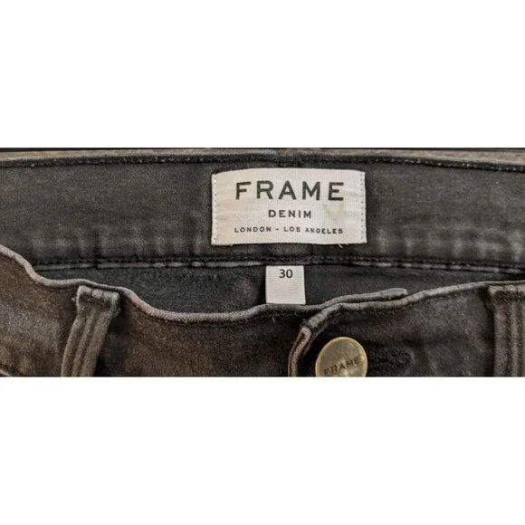 Women's Frame Denim Le Skinny de Jeanne in Film Noir (Black) Size 30 X 29 - Picture 7 of 16